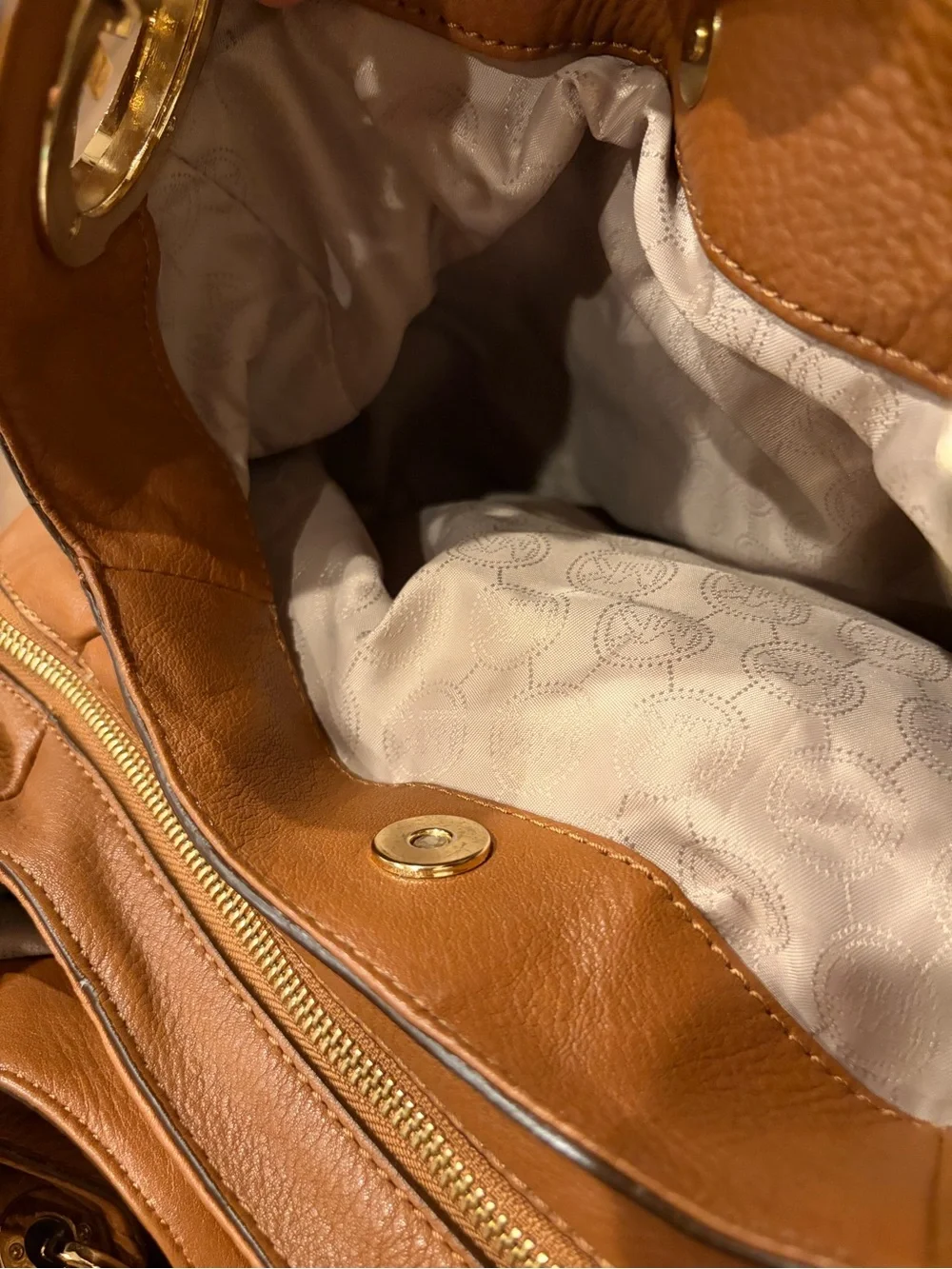 Michael Kors Tan Leather Shoulder Bag with Gold Hardware